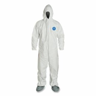 400 Coveralls, Tyvek®, Serged Seams, Attached Hood, Boots, Elas Waist/Wrist/Ankles, Front Zip, Storm Flap, WH, 3XL, Std