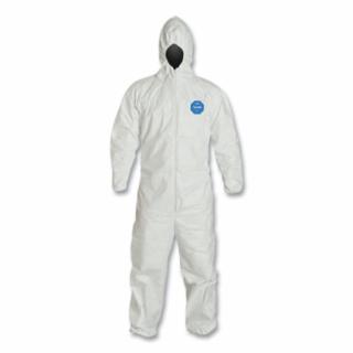 400 Coveralls, Tyvek®, Serged Seams, Attached Hood, Elas Waist, Elas Wrists/Ankles, Front Zip, Storm Flap, WH, 3XL, Std