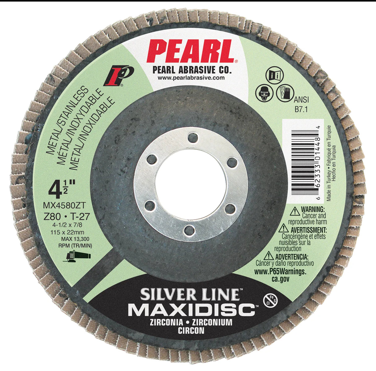 Silver Line™ Zirconia Maxidisc™ Flap Disc T-27 4-1/2 X 7/8 Z80