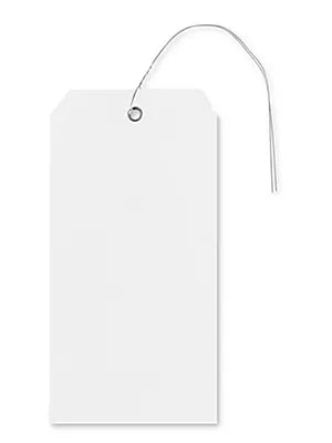Plastic Tags - 6 1⁄4 x 3 1⁄8", White, Pre-wired