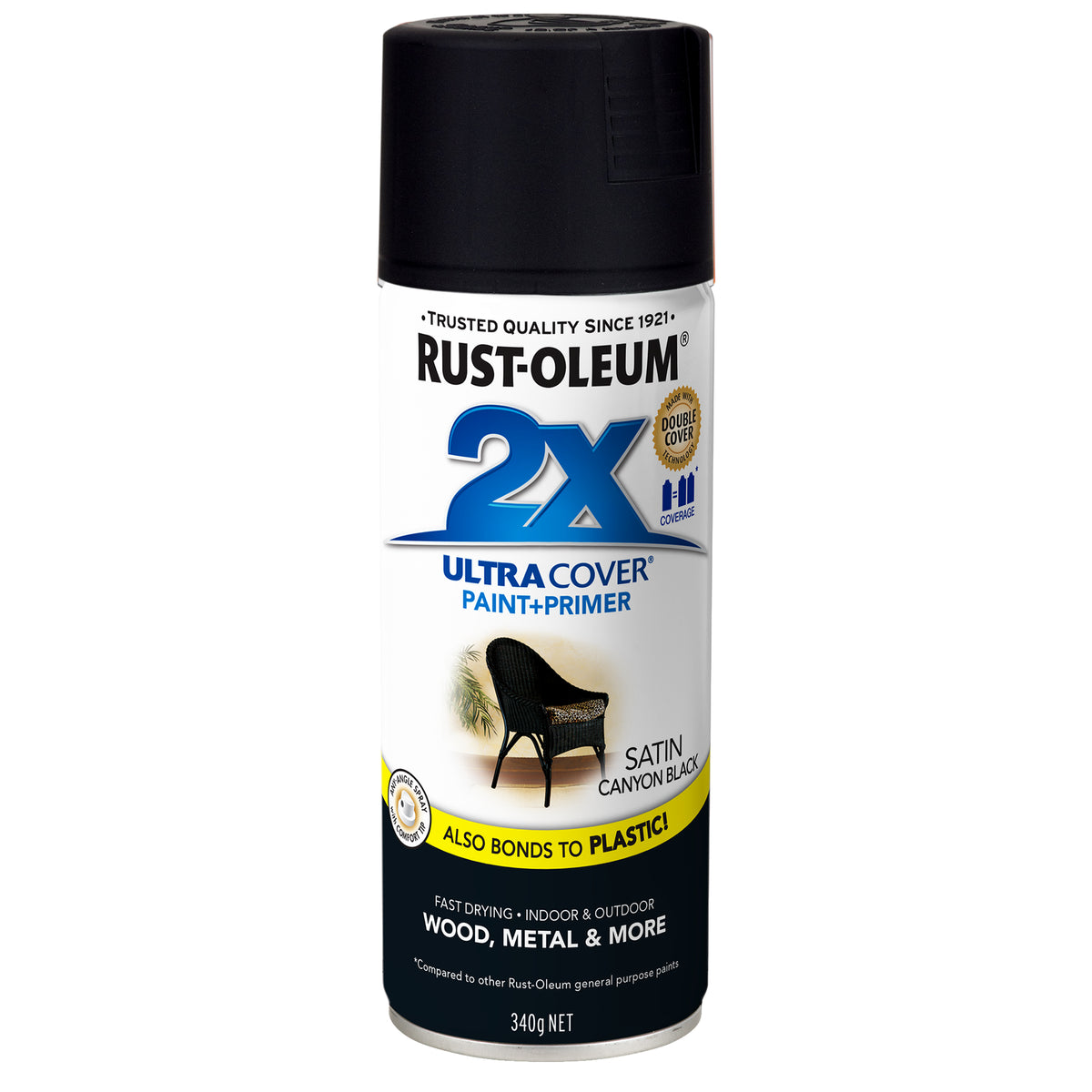 2X Ultra Cover Satin Black Spray Paint